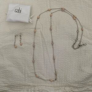Cabi Palm Beach Pink Bead Necklace And Earring Set